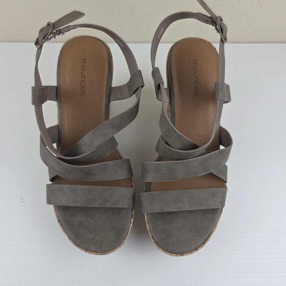 Maurices Hope Cork Strappy Wedge Gray High Heels Women's Size 6.5 M - Picture 4 of 15